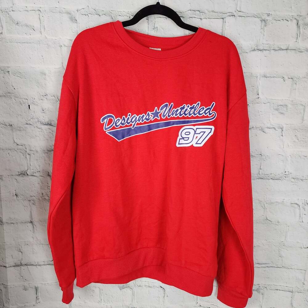 Design untitled Sweatshirt Sz L crewneck long sleeve red cozy top A11